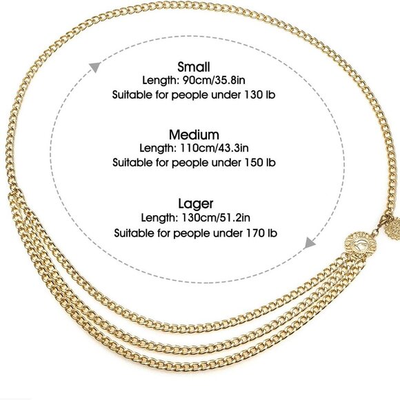 Multilayer Metal Waist Chain Dress Belts Metal Belt for Women - Picture 2 of 6